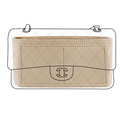 Lckaey Bag Organizer for Chanel bag Classic Flap cf jumbo bag Purse Insert - Handbag Felt Insert Y069Khaki-S