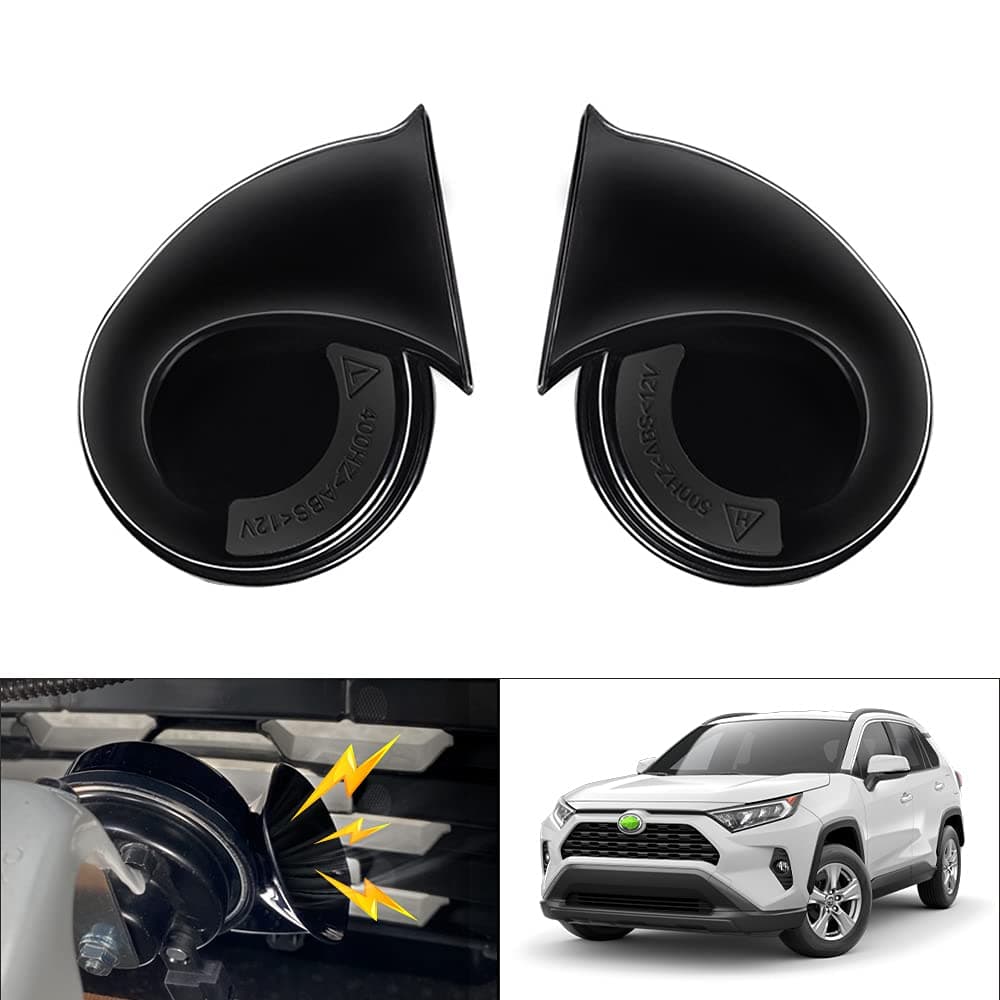 Autorder Car Horn Kit for Toyota RAV4 2025 2024 2023 2022 2021 2020 2019 Accessories 12V Snail Horn Waterproof High Low Tone Car Trumpet Replacement Black