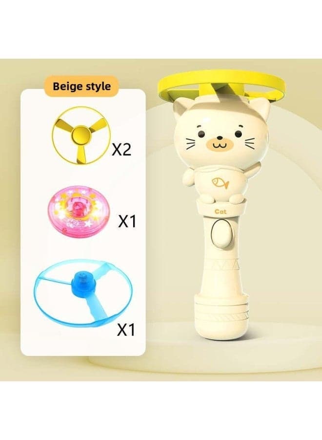 Luminous Bamboo Dragonfly Frisbee Toy for Kids - Best Selling Flying Disc Gift Set (Kitten Wand, 2 Small Discs, 1 Light Top, 1 Light Flying Disc) - Ideal Children's Gift - Educatio