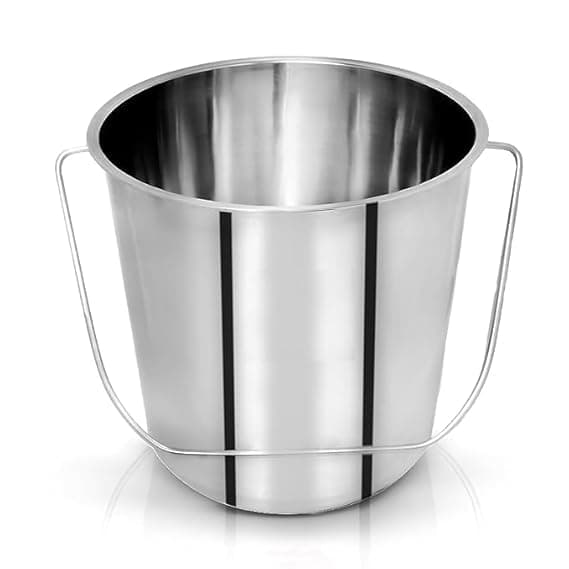Steel Bucket Stainless Steel Non Joint Leak Proof Bucket Silver Balti 20 Litter