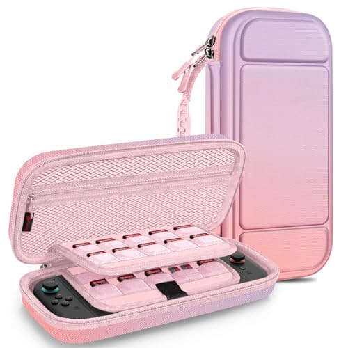 FINTIE Carrying Case for Nintendo Switch 2 (2025), Shockproof Hard Shell Switch 2 Case, Protective Cover Travel Bag with 19 Game Card & 2 Micro SD Card Slots & Inner Pocket, Fantasy Ombre