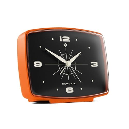 NEWGATE® Brooklyn Alarm Clock | Rectangular Retro Design | Pumpkin Orange | Ideal for Bedside, Desk, Shelf & Mantel | Mid-Century Retro Bedroom & Office Accessory