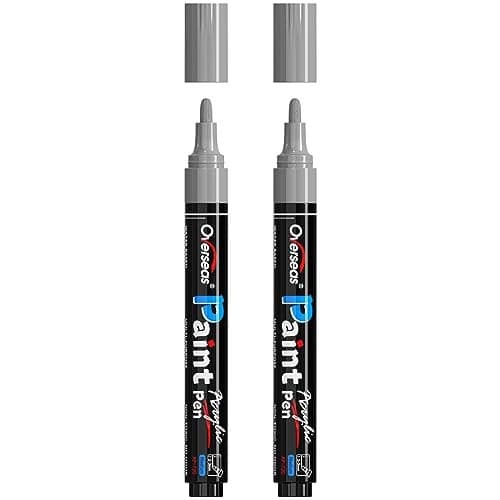 Overseas Silver Paint Pens Paint Markers Permanent Acrylic Markers 2 Pack Water Based Quick Dry Waterproof Marker Pen for Rock Wood Plastic Metal Canvas Glass Fabric Mugs Medium Tip