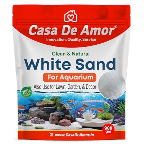 Casa De Amor Natural Aquarium White Sand Sugar Size for Freshwater Fish Tank/Decoration/Terrarium/Paintings/Plants Potted/Lawn & Garden/Fire Pits/Candle/Vase Filler and Crafts (900 gm)