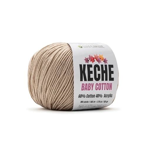 Keche Cotton Yarn 60 Cotton 40 Acrylic Yarn Soft Cotton Yarn for Crochet and Knitting Amigurumi Yarn 1 SkeinBall 176 Oz 50g 180 Yrds 165m Sand