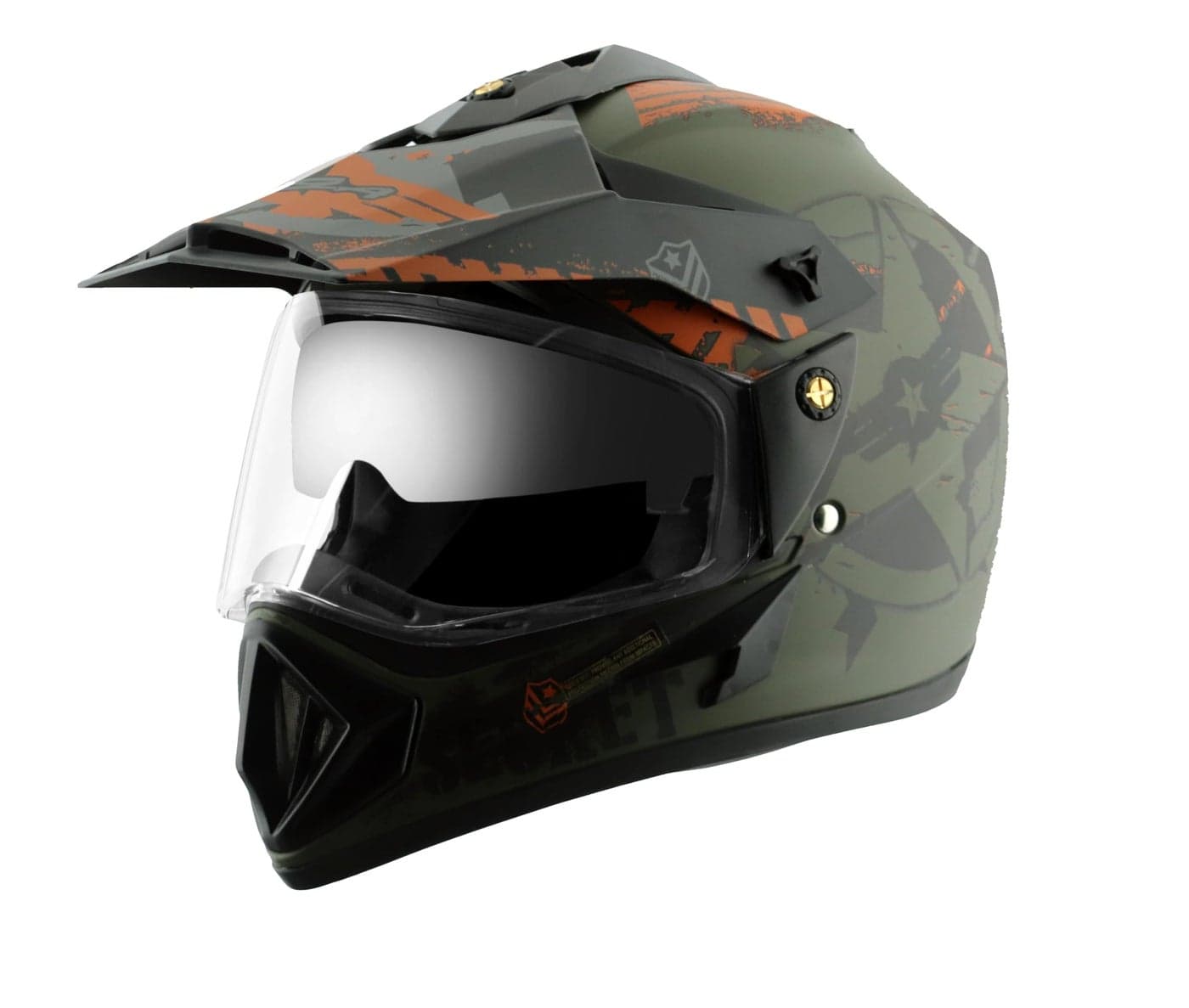 Vega Off Road D/V Secret Dull Green Black Helmet-L