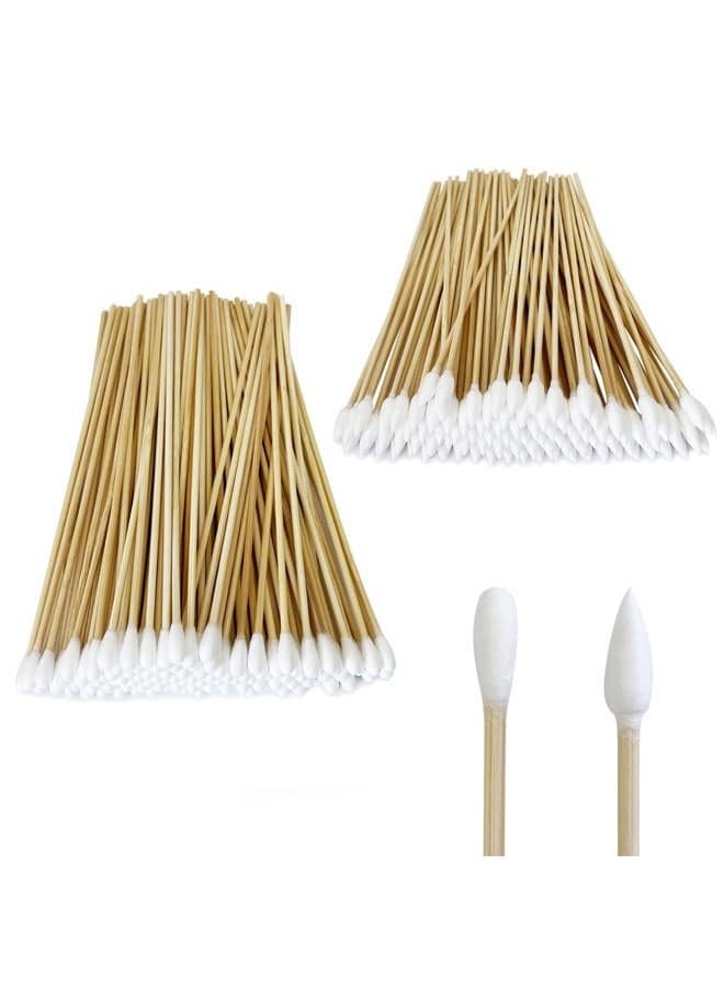 6-Inch Long Cotton Swabs for Precision Cleaning - Ideal for Electronics, Guns, Pet Care, Makeup, Crafts - Nature Cotton & Durable Wood for Enthusiasts in Health, Beauty (200 Round & Pointed)