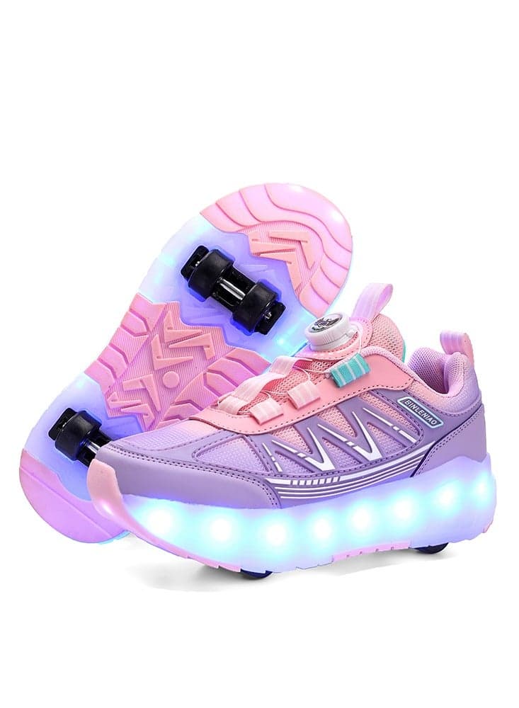 Roller Skates 4 Wheels Shoes for Kids New Upgrade Skates Sneakers LED Light Up Rechargeable Sport Sneaker for Boys Girls Beginner More Balanced