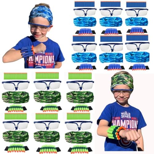 Wishery Accessories for Nerf Party Supplies Nerf Party Favors 12 Sets Kids Bulk Pack for Boys Birthday War Darts Glasses Masks Wristbands