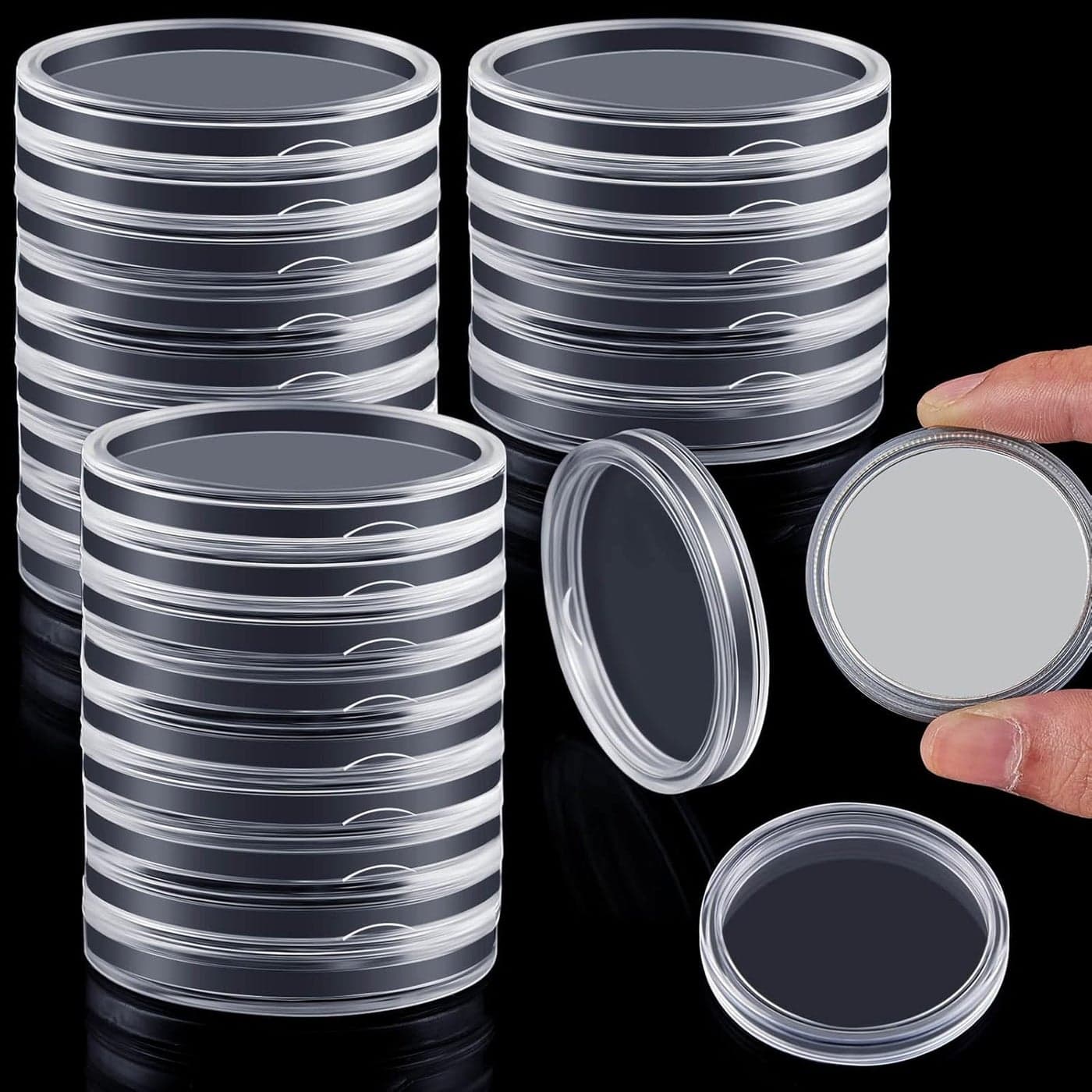 50 Pieces Silver Dollar Case 38 mm Coin Capsules Silver Dollar Coin Holder Silver Bar Capsule Holders Clear Silver Dollar Coin Holder for Morgan Peace IKE Silver Dollars