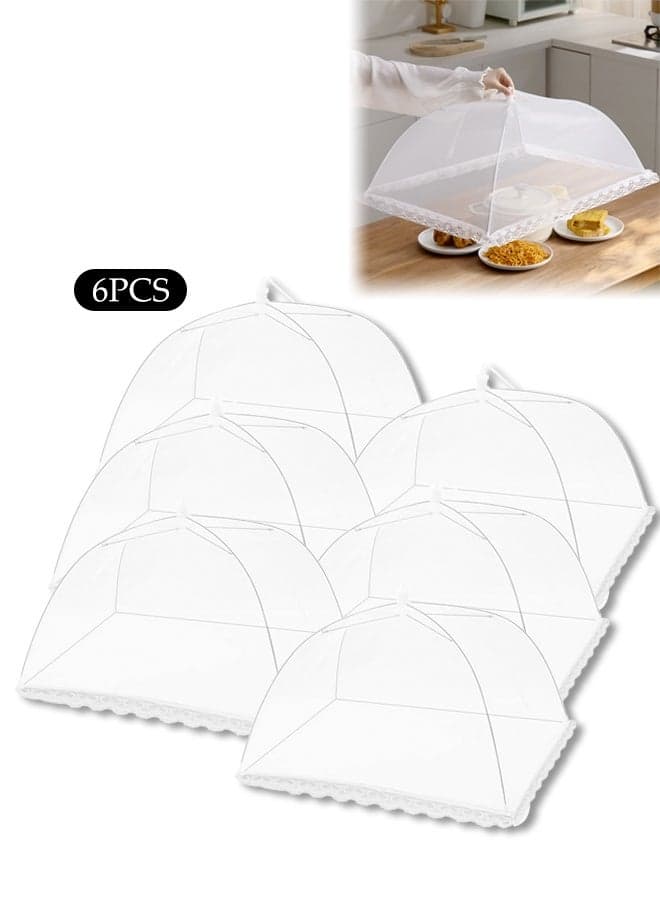 6Pcs Pop Up Mesh Food Covers,Tent Umbrella,Screen Net Protectors,Reusable and Collapsible,Dustproof and Insect-Proof,for Outdoors Parties Picnics BBQs,32*32CM