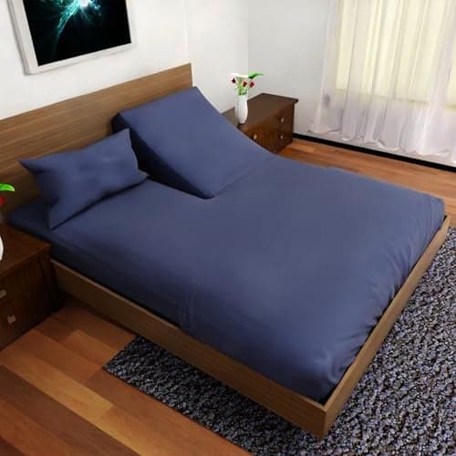 ROYAL BLISS TOP Split King Royal Collection 1900 Egyptian Cotton Bamboo Quality Bed Sheet Set with 1 Fitted Sheet with 36in Split TOP, 1 King Flat and 2 King P/Cases.No Wrinkle (Navy Blue)