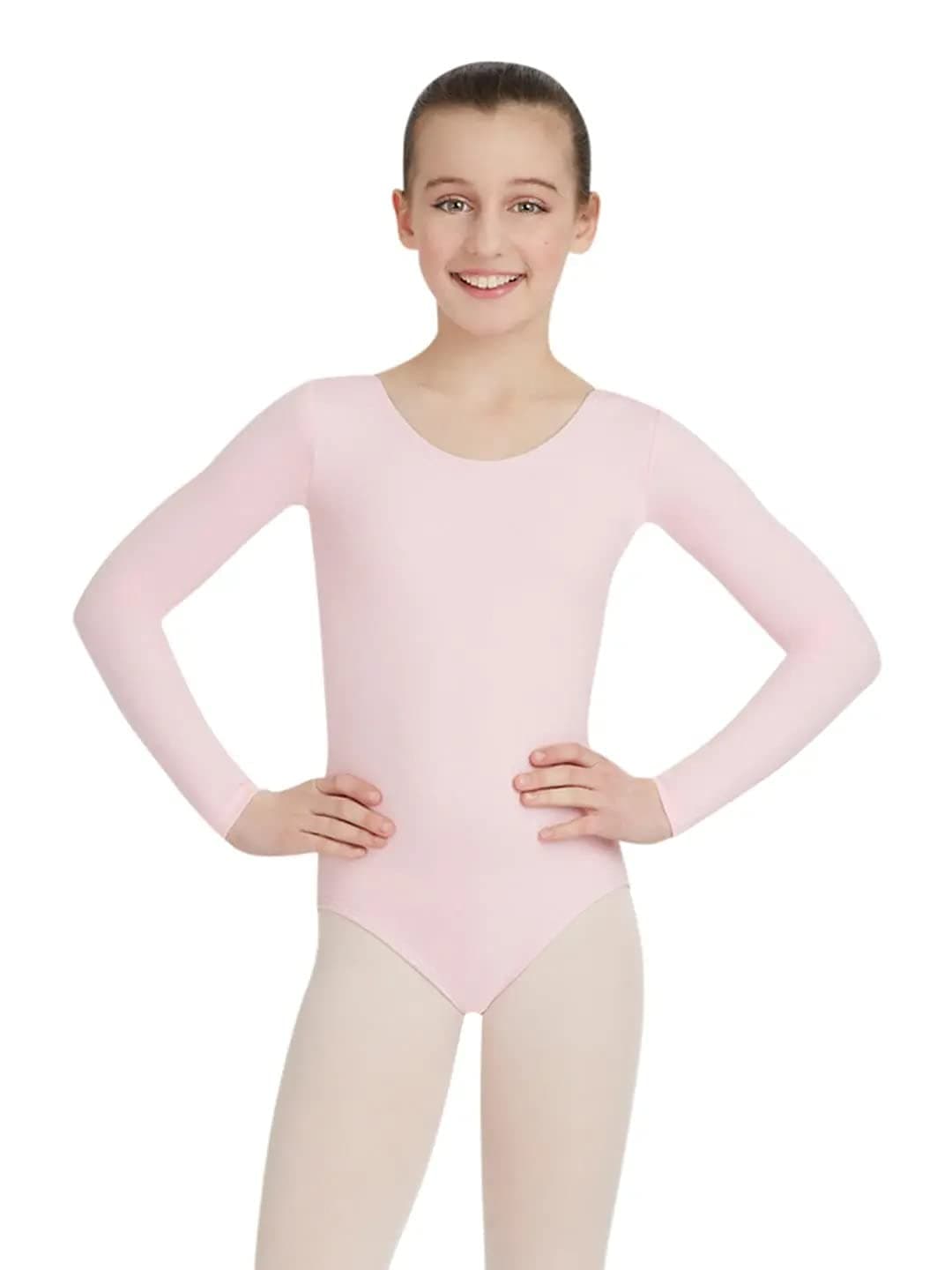 Capezio Little Girls' Team Basics Long Sleeve Leotard,Pink,S (4-6)