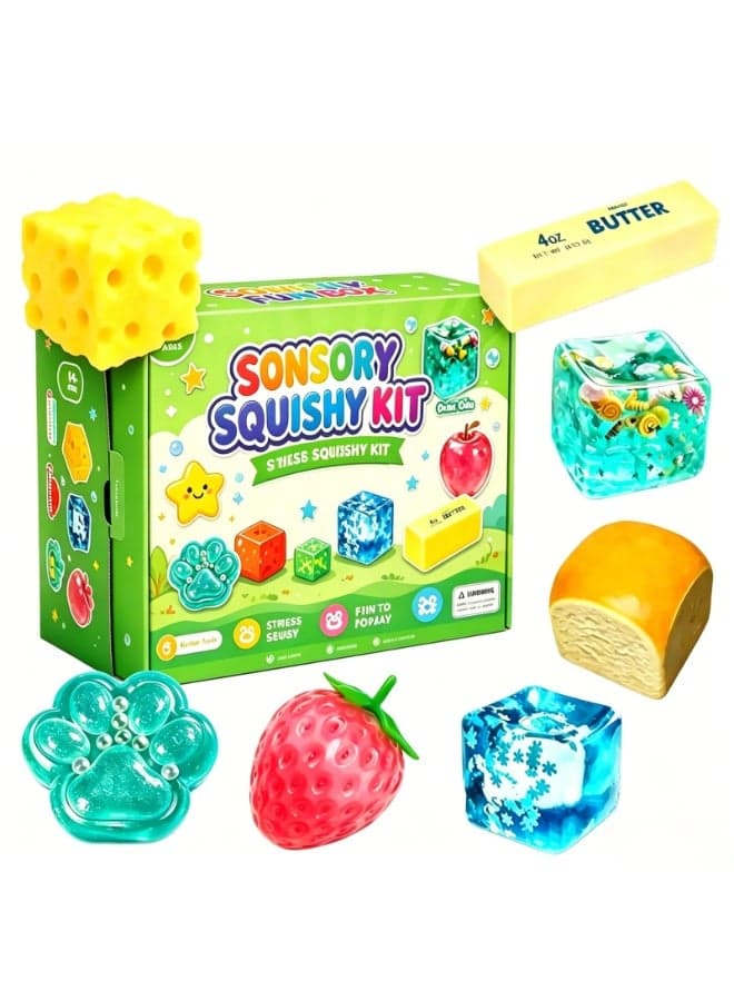 8PCS Squishy Box Mystery Fun Set Pack, Blind Malt Sugar Creative Slow Return Squishies, Relief Hand Relax Desk Decor Party Favor Gifts for Adult (8PCS B)