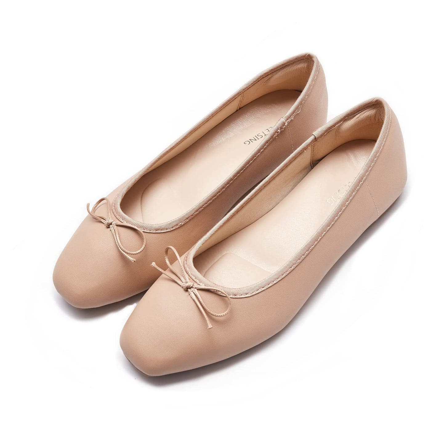 AFEETSING Womens Round Toe Ballet Flats Comfortable Bow Dressy Flats Shoes for Women ANude Numeric_8