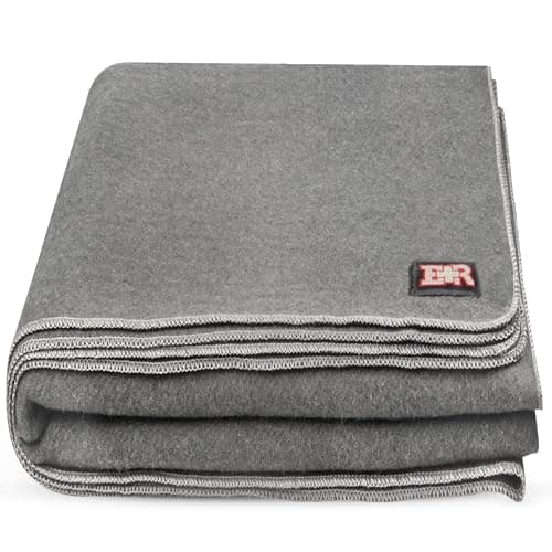 Ever Ready First Aid Military Wool Blanket - 95% Wool, Washable, Perfect for Outdoors, Picnics, Travel, Car & Bushcraft Emergency Blanket, 96" x 108" 8.45 lbs. - Grey - King Size