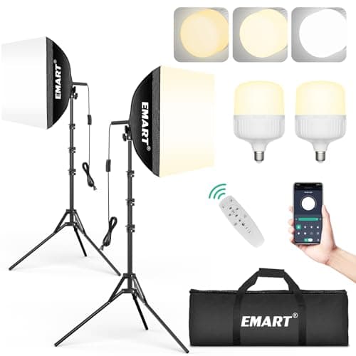 EMART Softbox Photography Lighting Kit 16x16 Pull Soft Box 50W 3000K6000K LED Bulb with RemoteAPP Control Professional Photoshoot Equipment for Studio Lights Portrait Video Recording2 Pack