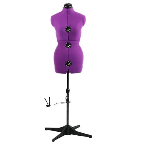 MNOXBCCO Dress Forms for Sewing, Purple Female Mannequin Adjustable Size 6-14, Pin able Model Body with 13 Dials & 360 Degree Hem Guide, Up to 75" Height Adjustable for Clothing Display