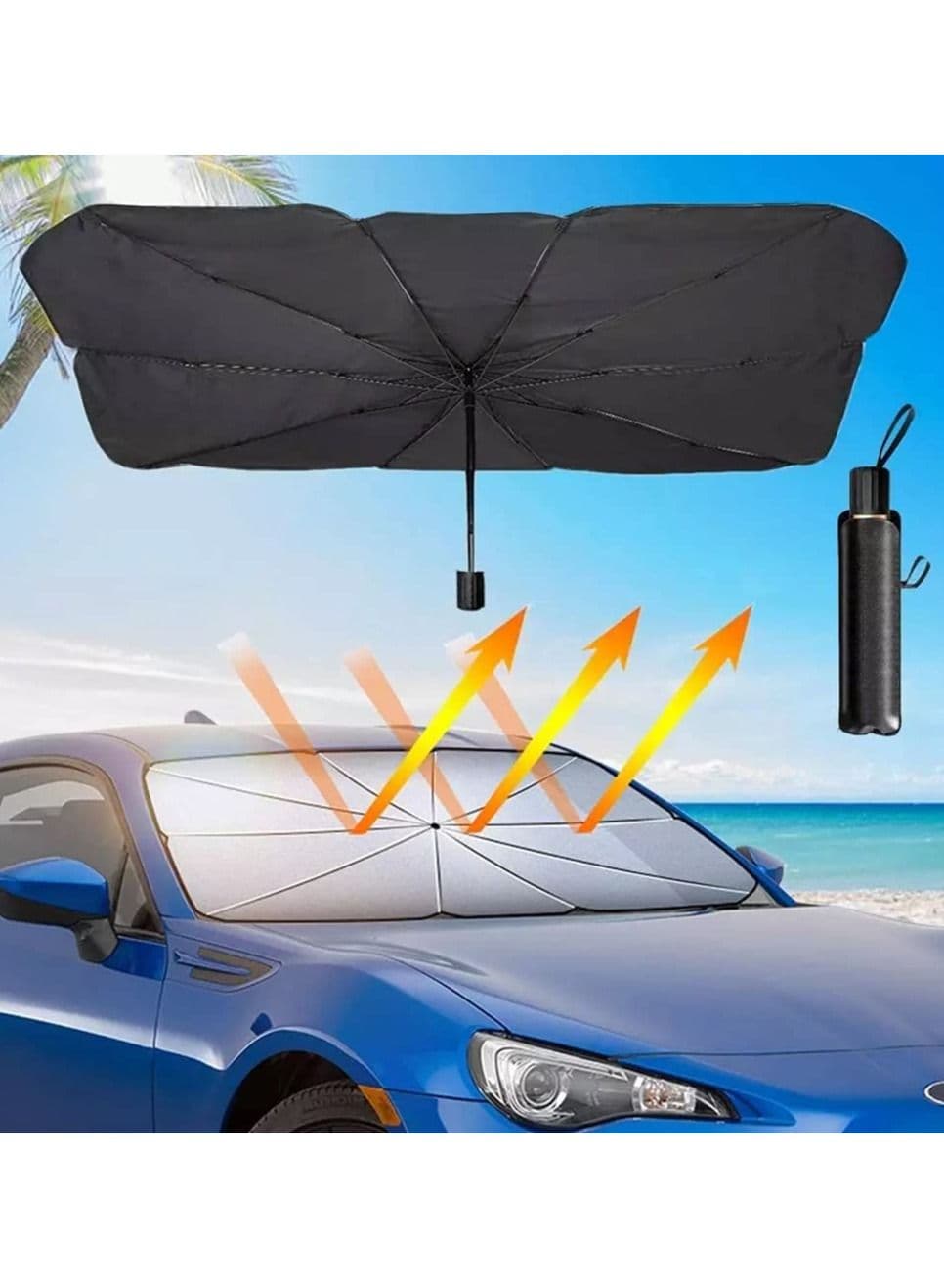 Foldable Car Sunshade Umbrella UV Windshield Cover Heat Insulation Sun Blind Auto Protection Accessories Size Large