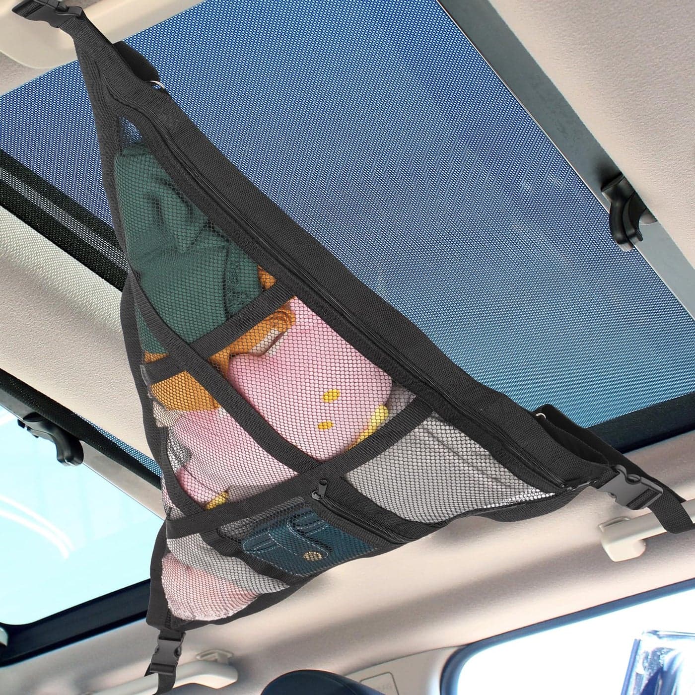 Kaskawise 315x216 Car Ceiling Cargo Net DoubleLayer Roof Storage Organizer for 3Handle 4Handle Vehicles Perfect for Road Trips Car Camping
