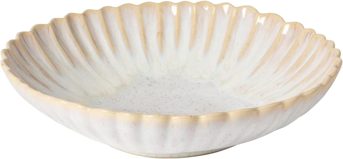 Casafina Ceramic Stoneware Soup Pasta Bowl Mallorca Collection Sand Beige Microwave Dishwasher Safe Dinnerware Food Safe Glazing Restaurant Quality Tableware