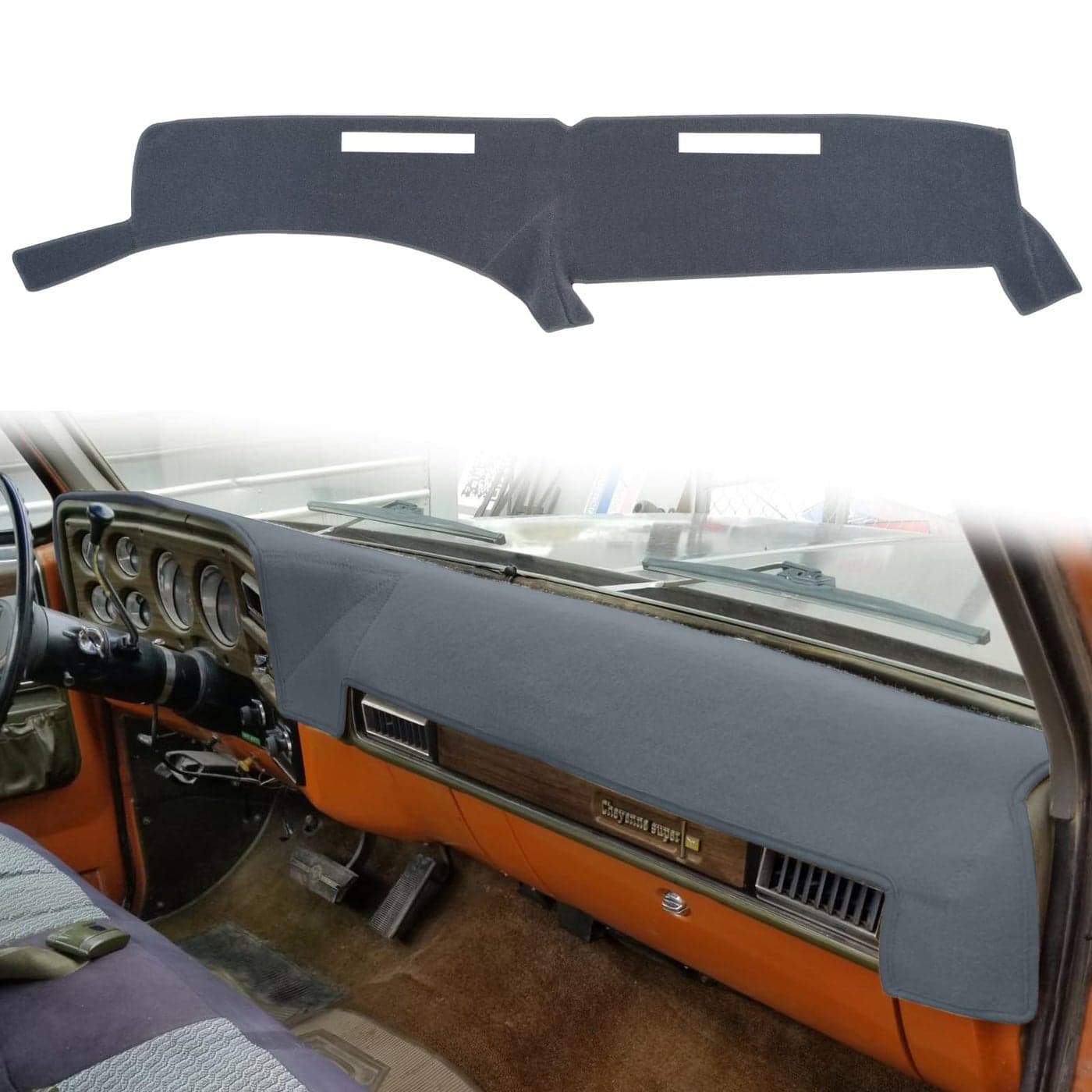 HanLanKa Dash Cover Mat for 19731980 Chevy Chevrolet C10 C20 C30 K10 K20 K30 Suburban K5 Blazer PickupGMC Jimmy CK 15 25 35 1500 2500 Suburban SierraDashboard Pad Carpet7380 Dark Gray