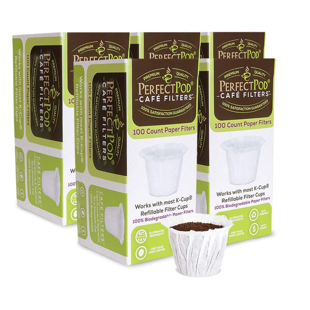 Cafe Filters Paper Liners for Reusable K Cup Coffee Pods by Perfect Pod Fits All Brands Compatible With All Refillable Capsules Disposable Paper Filters 500Ct