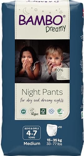 Bambo Nature Premium Dreamy Night Pants Pull Up Pants EcoLabeled Night Time Diapers Secure Comfortable Skin Friendly Children Aged 47 Years 10 Count