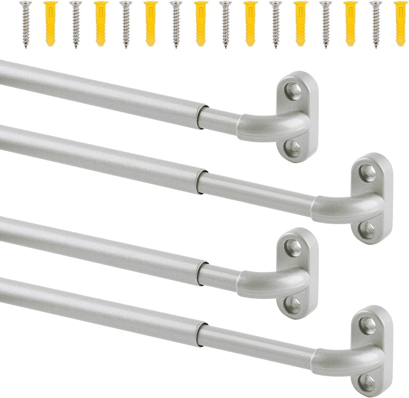 TYRON 4 Pack Screwed Sash Curtain Rod Adjustable 1830 Inch 38 In Diameter French Door Curtain Rods Nickel