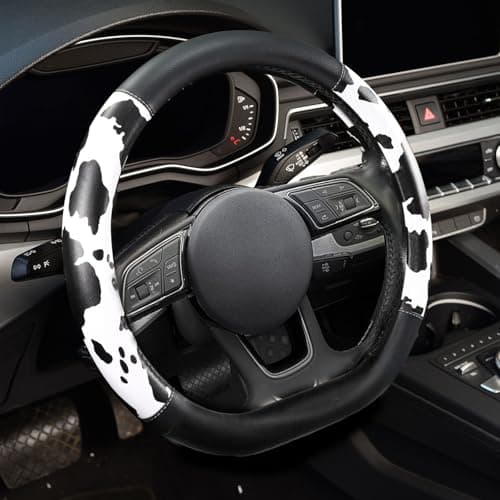 ZHOL Cow Print Steering Wheel Cover D Shaped Car Wheel Cover Microfiber Leather 14 1215 in 3739 cm