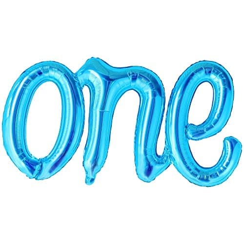 KatchOn Blue One Balloon for First Birthday 20 Inch Script Number 1 Decoration Blue Balloon for 1st Birthday Decorations