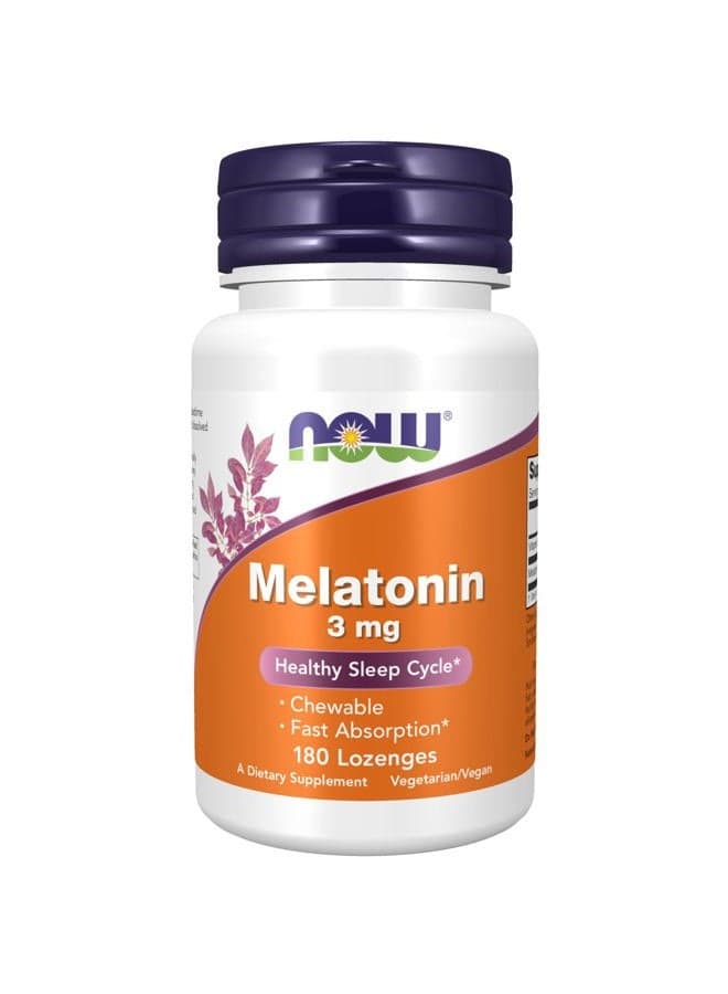 Supplements, Melatonin 3 mg, Free Radical Scavenger*, Healthy Sleep Cycle*, 180 Chewable Lozenges