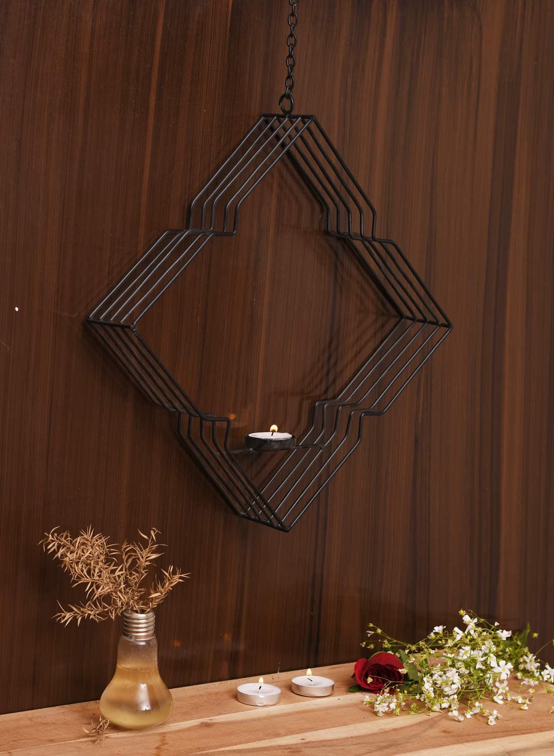 Collectible India Iron Wall Sconce Hanging Tea Light Candle Stand