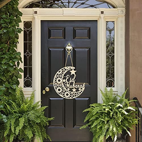 Haoser Ramadan Wreath Eid Mubarak Sign 12 inch Ramadan Decor,Eid Mubarak Door Sign Ramadan Decorations for Home 2025- Ramadan Decor - Ramadan Gifts -Ramadan Decorations for Home- eid Decor Item