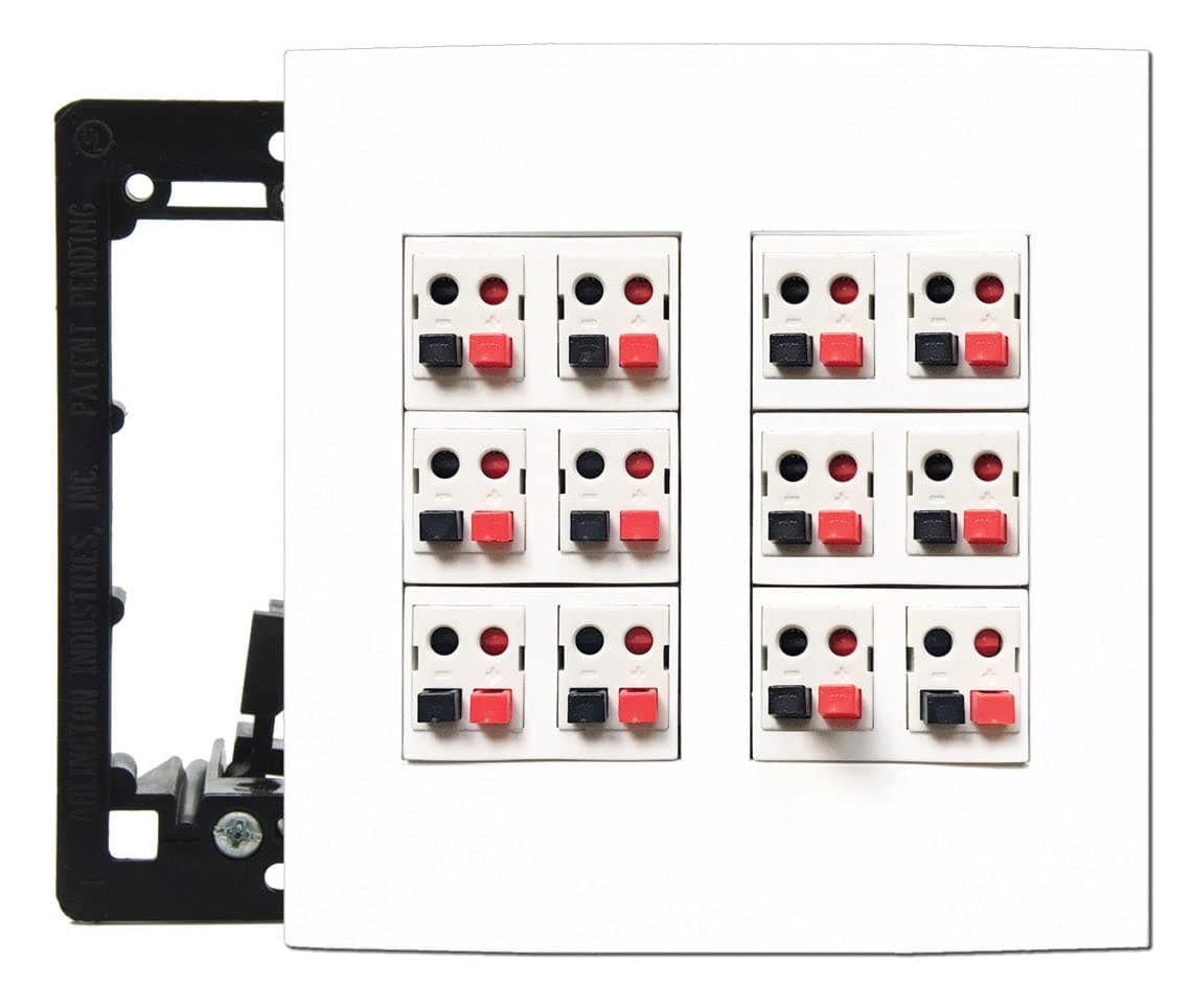 DIYTECH Premium 12 Speaker Wall Plate, Supports 12 Configurations, Screwless 2 Gang Plate with Speaker Port