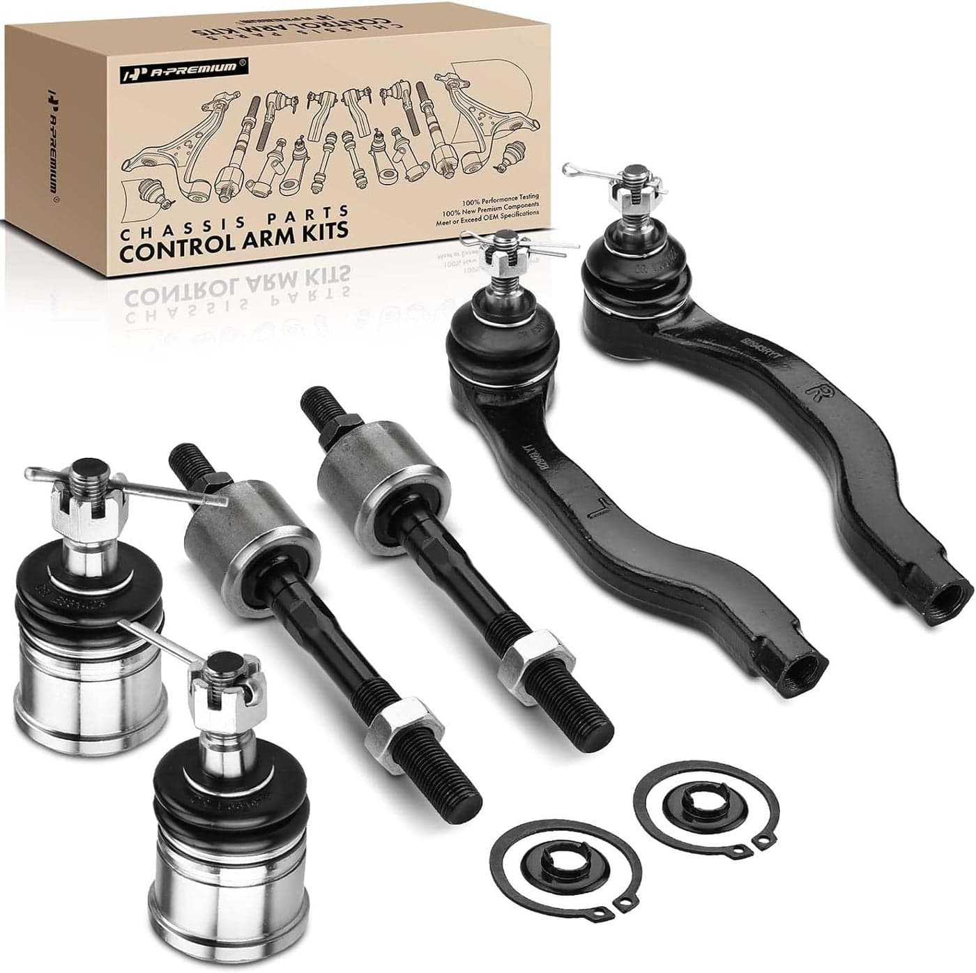 A-Premium 6Pcs Suspension Kit Inner Outer Tie Rod End Ball Joint for Honda Civic CRX 1988-1991