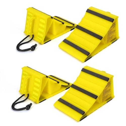 LEAD BRAND Wheel Chocks with Non Slip Base, Suitable for Most Tyre Sizes.Ideal Chocks for RV&Trailer, (L8 L x W4.7 x H4.1), Pack of 2 and Carry Bag.