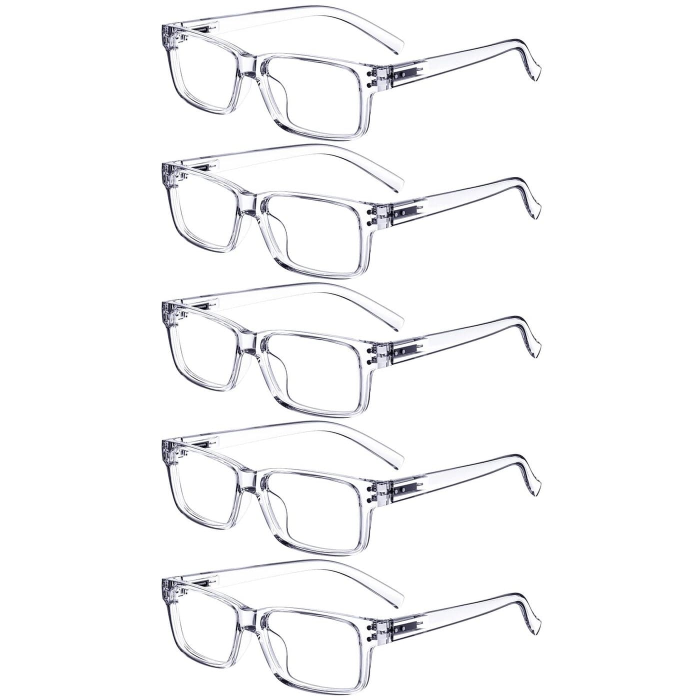 Eyekepper Vintage Reading Glasses for Men 5 Pack Spring Hinges Classic Readers Clear Frame 250