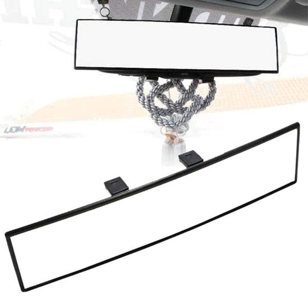 iJDMTOY Universal Fit JDM 300mm 12Inch Wide Curve Clip On Rearview Mirror Compatible With Car SUV Van Truck etc