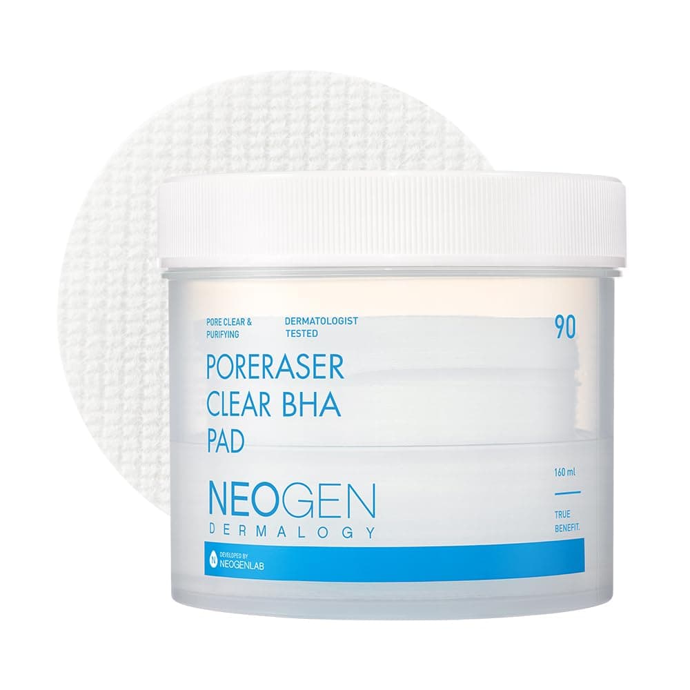 DERMALOGY by NEOGENLAB Poreraser Clear BHA Pad 90 pads Facial Exfoliant for Skin Resurfacing Blackheads Enlarged Pores with BHA Tannins Evening Primrose Sensitive Skin Korean Skin Care