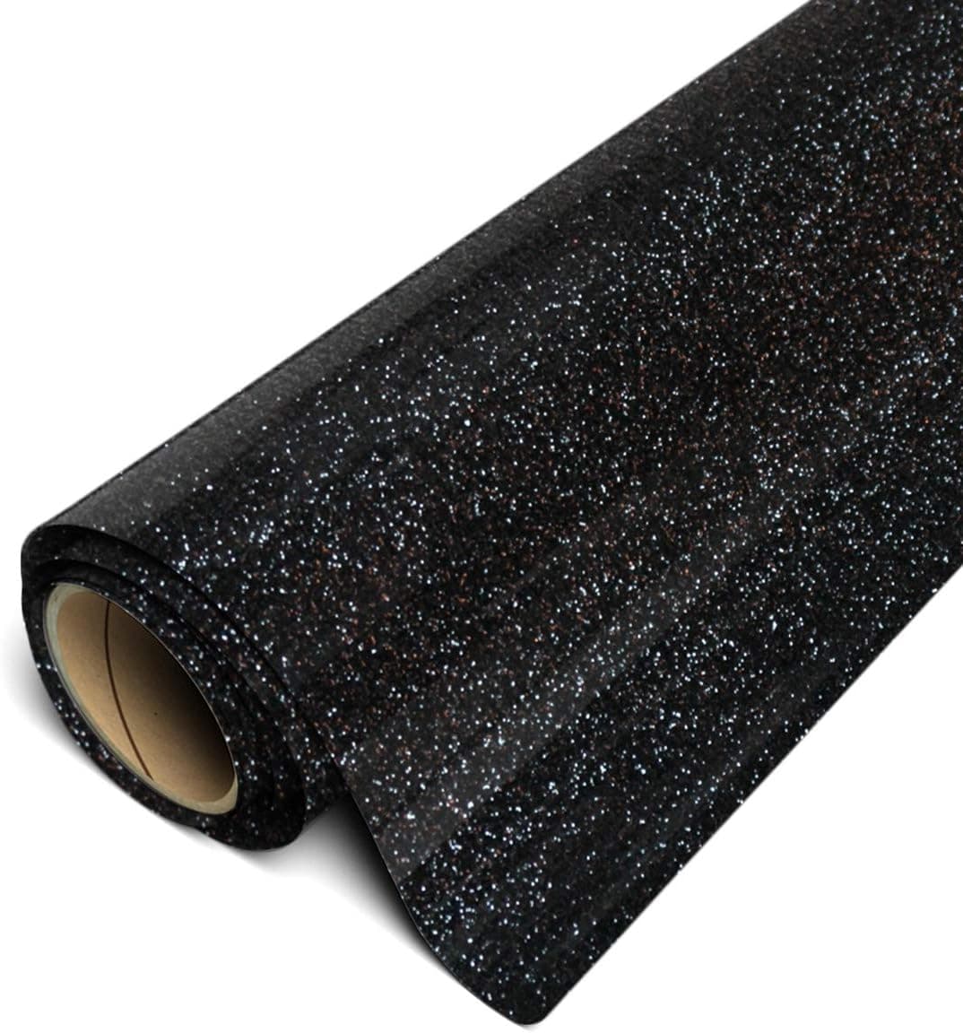 Siser Glitter HTV 118x10ft Roll Iron on Heat Transfer Vinyl Black