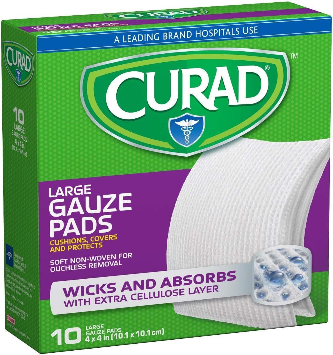 Curad Non-Woven Pro-Gauze, 4 Inch x 4 Inch, 10 Count (Pack of 4)