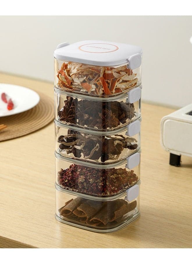 5 Pcs Spice Storage Box,Leakproof, Cereal Containers with Easy Lock Lids for Kitchen Organization Stackable Save,Seasoning Storage Container Food Storage Container