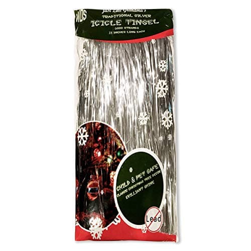 Premium Icicle Tinsel Strands for Christmas Tree 2000 OldFashioned Silver Icicles Garland for Xmas Trees Shiny Mylar Each Strand 18 in Kid Pet Safe LeadFree Hang with Ornaments Decor