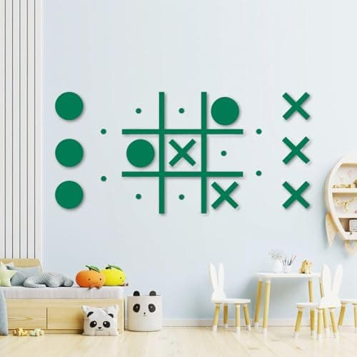 Magnetic Tic Tac Toe WallMount GameGame Room DecorModern Wall Decals for Kids RoomClassroomOfficesBest Gift for Family Friends Green