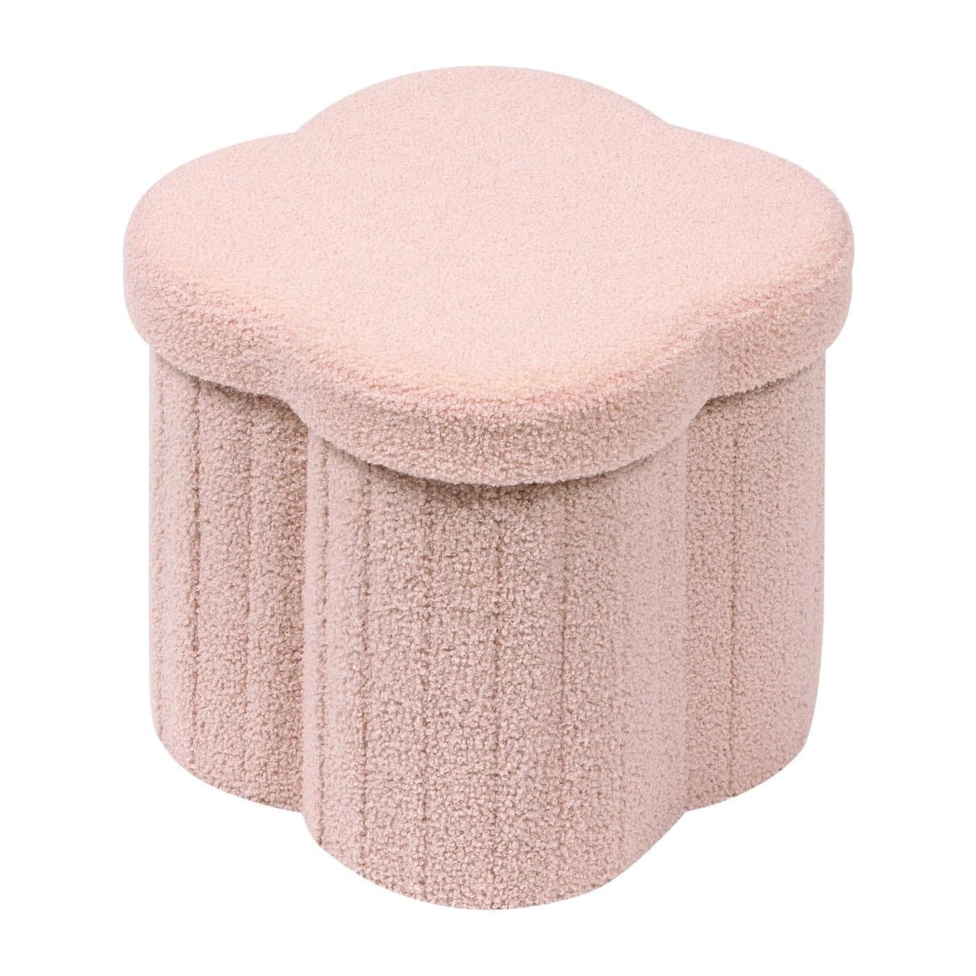 Bonlife Pink Ottoman Storage BoxFolding Storage Seat BoxSmall Footstool For Living RoomKids Toy Chest BoxTeddy Flower Shape32x32x32cm