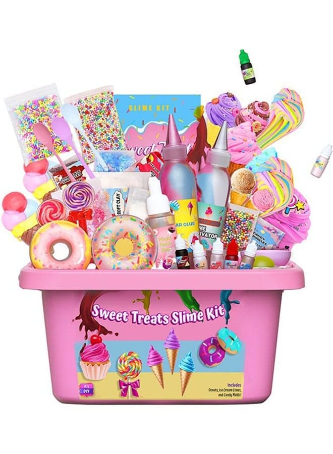 DIY Slime Kit for Kids-Non-Sticky,Soft u0026 Scented to Make Cloud Slime, Foam Slime, Butter Slime, Ice Cream Slime u0026 Candy Slime with Charms, Stress Relief Party Favors and Great Gift Idea