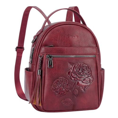 VIMUTI Mini Backpack Purse for Women,Embossed Vegan Leather Small Backpack Fashion Backpacks Daypacks Shoulder Handbag (Red)