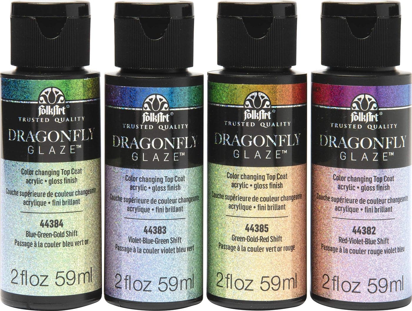 FolkArt Dragonfly Glaze Acrylic Paint 2 Fl Oz Pack of 4