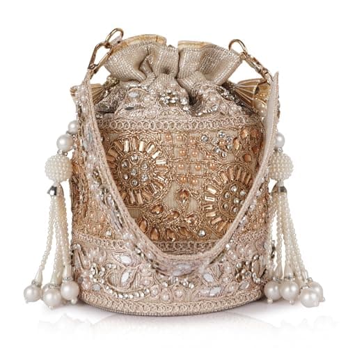 PLANX Velvet SilK Stylish Embroidery Unique Design Trendy Traditional Ethnic Wedding Party Handheld Potli For Women